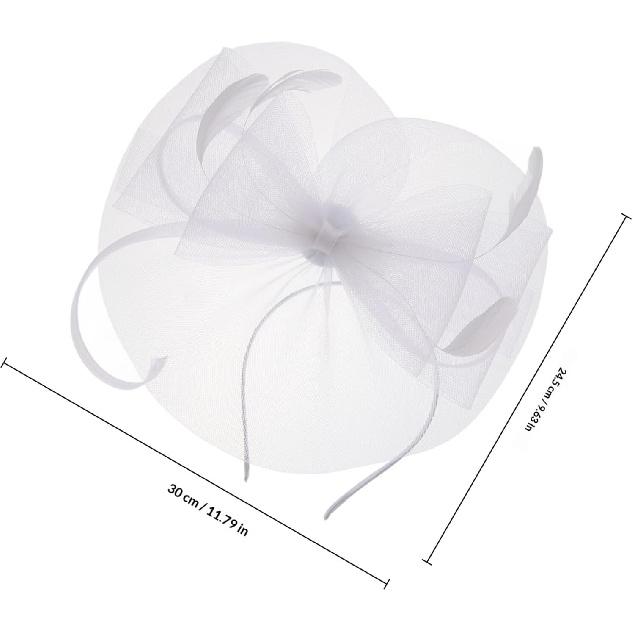 MAGICLULU White Bowknot Fascinator Hat with Mesh Veil Tulle Hair Bow Headband for Women Vintage Tea Party Bridal Hat and Special Occasion Accessories