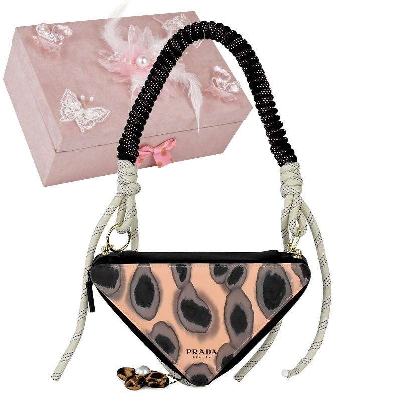 Косметичка/туалетная сумка Prada [Индивидуальная сумка] Huazhuibao Модный Инстаграм Стиль Для поездок на работу Простой Рабочая одежда Нишевый Цветочный Капля Леопардовый-Розовый Подарочная коробка розовый