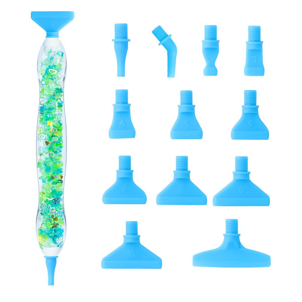 Glow Diamond Painting Pen Set with 12 Threaded Plastic Tips Luminous Rhinestone Picker Tool for DIY Crafts Nail Art