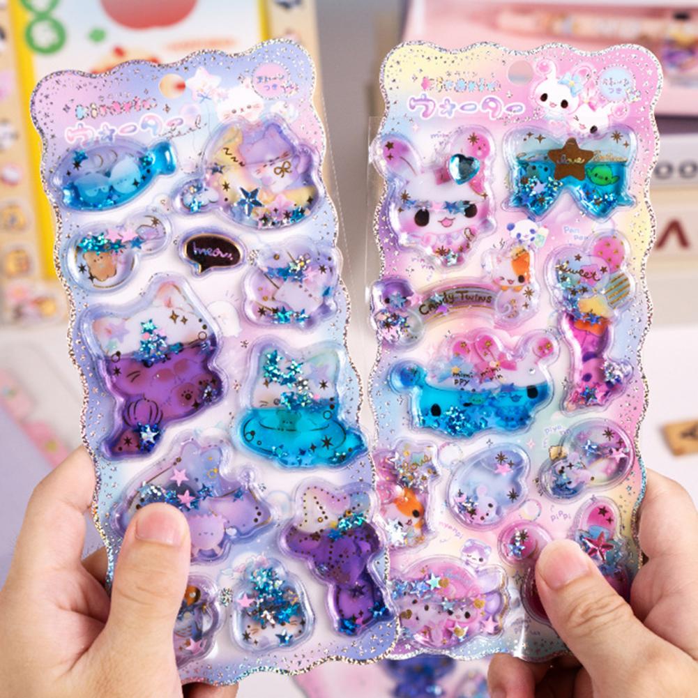 3D gefüllte Aufkleber DIY Projekt Aufkleber Bunte 3D flüssigkeitsgefüllte Aufkleber für Scrapbooking Laptop Dekorationen Niedlich für Handy