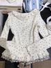 Korean Sweet & Spicy Polka Dot Lace Trim Long Sleeve Women's Winter T-shirt