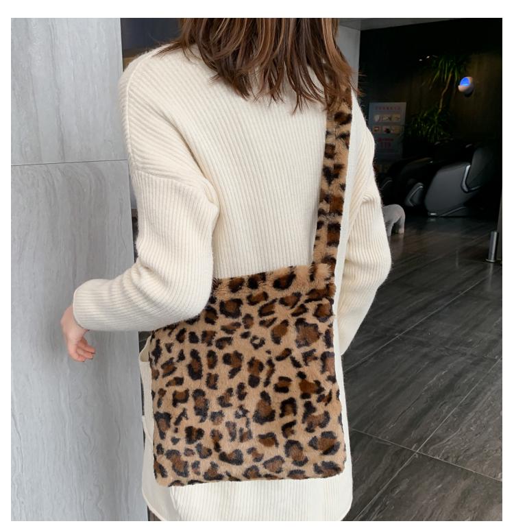 SCIONE Damen-Umhängetasche, Messenger-Mode, Leopardenmuster, haarige weibliche Tasche