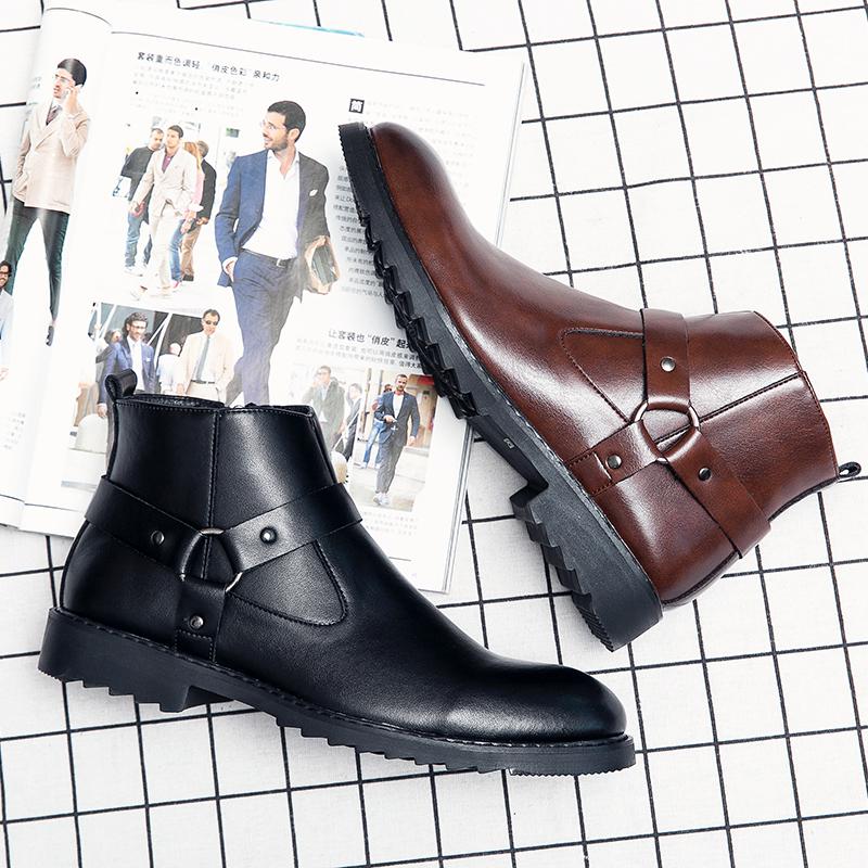 Móda Vysoká Kvalita Módní Pánské Ležérní Kožené Kotníkové Boty Britský Styl Ležérní Oxfords Protiskluzové Kancelářské Pracovní Designové Boty