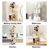 XMWGA Rotating Cosmetic Storage 360 Degree Gold Metal Clear Multifunctional Storage for 3 Box, Rotation, 3-Tier, & Acrylic, Organizer,