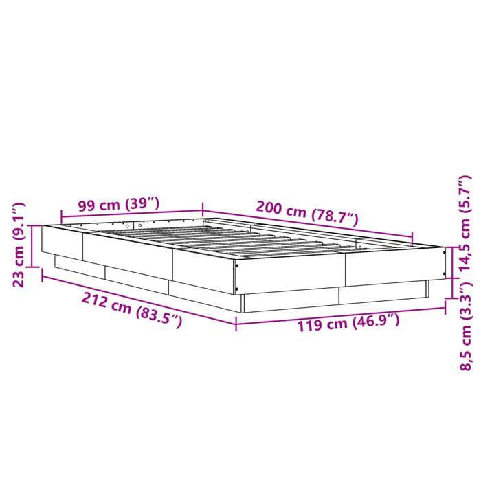 VidaXL Bed Frames Sonoma Grey 100x200 Cm Engineered Wood, Bedroom Furniture, Slatted Base, Pallet Bed, Bed, Bed 3281208