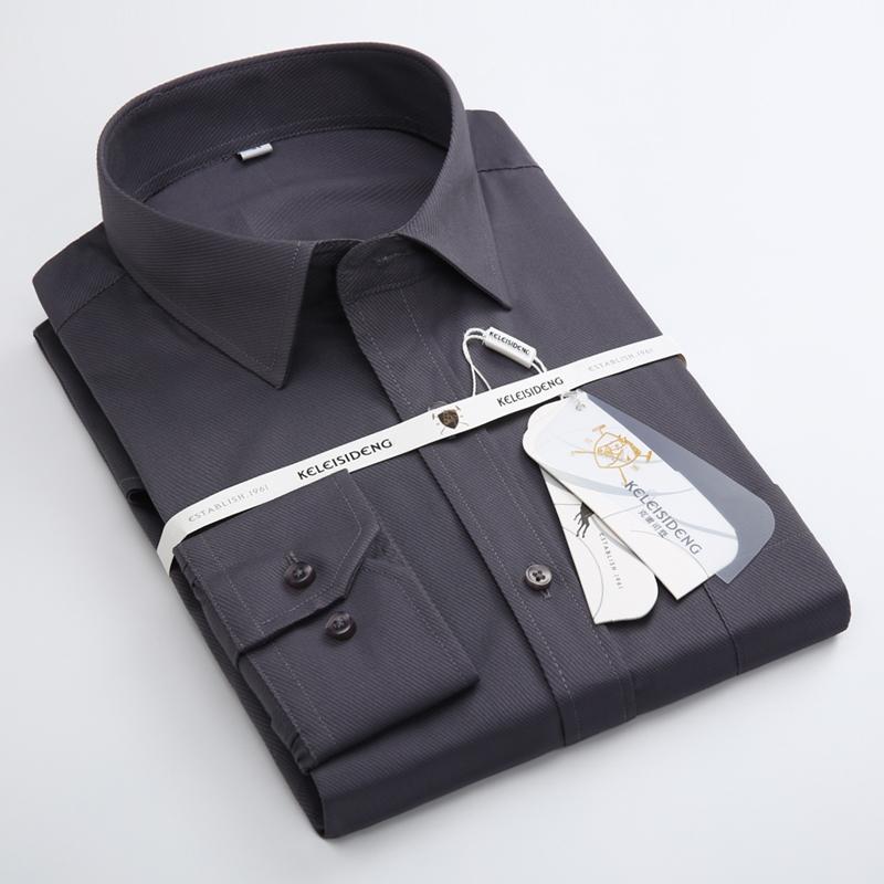 Formal Solid Twill Long Sleeve Regular Fit Excellent Office Man's Work Shirt