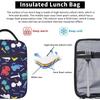 Cartoon Excavator Truck Pattern Lunch Box Boys Kids Men Insulated Bento Bag Reusable Portable Thermal Organizer for Picnic Beach