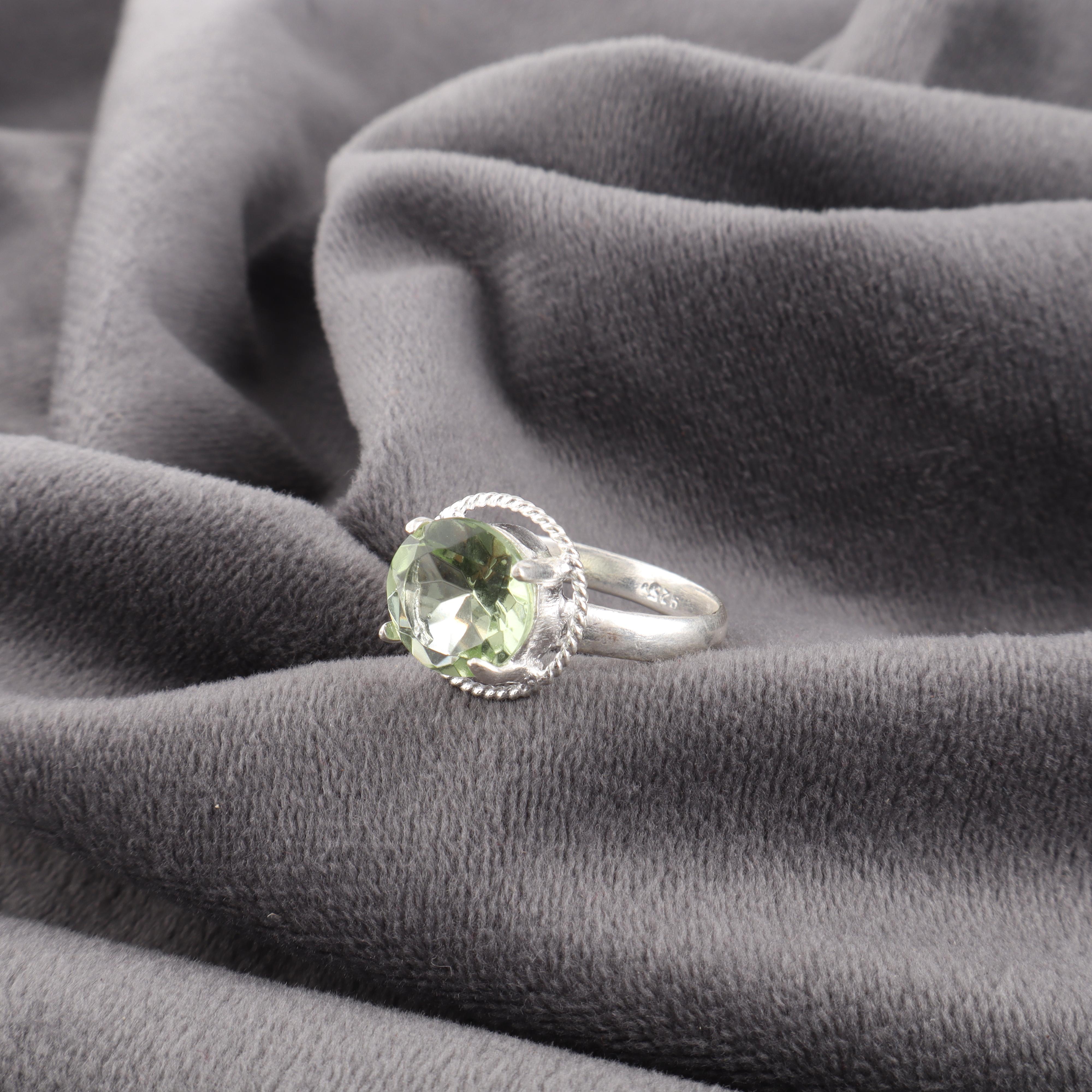 

Кольцо с зеленым аметистом Кольцо из стерлингового серебра 925 пробы, Великолепное украшение с драгоценным камнем, Кольцо ручной работы, Подарок для мамы Элегантное украшение 11.5 зелёный