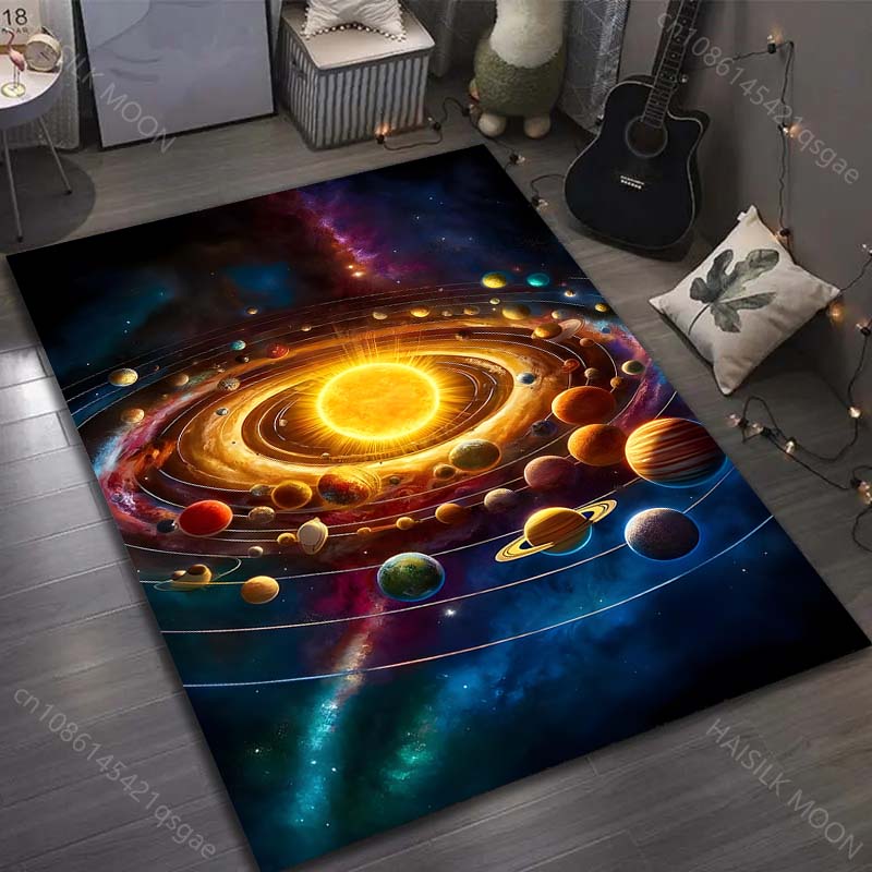 1PC Universe Planet Solar System Print Carpet for Living Room Bedroom Sofa Doormat Decor Area Rug Non-slip Floor Mat for Gifts