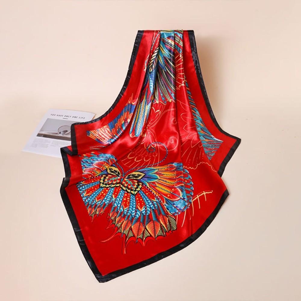 Silk Fabric Muslim Turban Printed Design Square Scarf New Stretch Bandana  Four Seasons Use