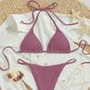 Euro-American Lace-Up Halter Triangle Bikini Set - Sexy Beach Swimsuit