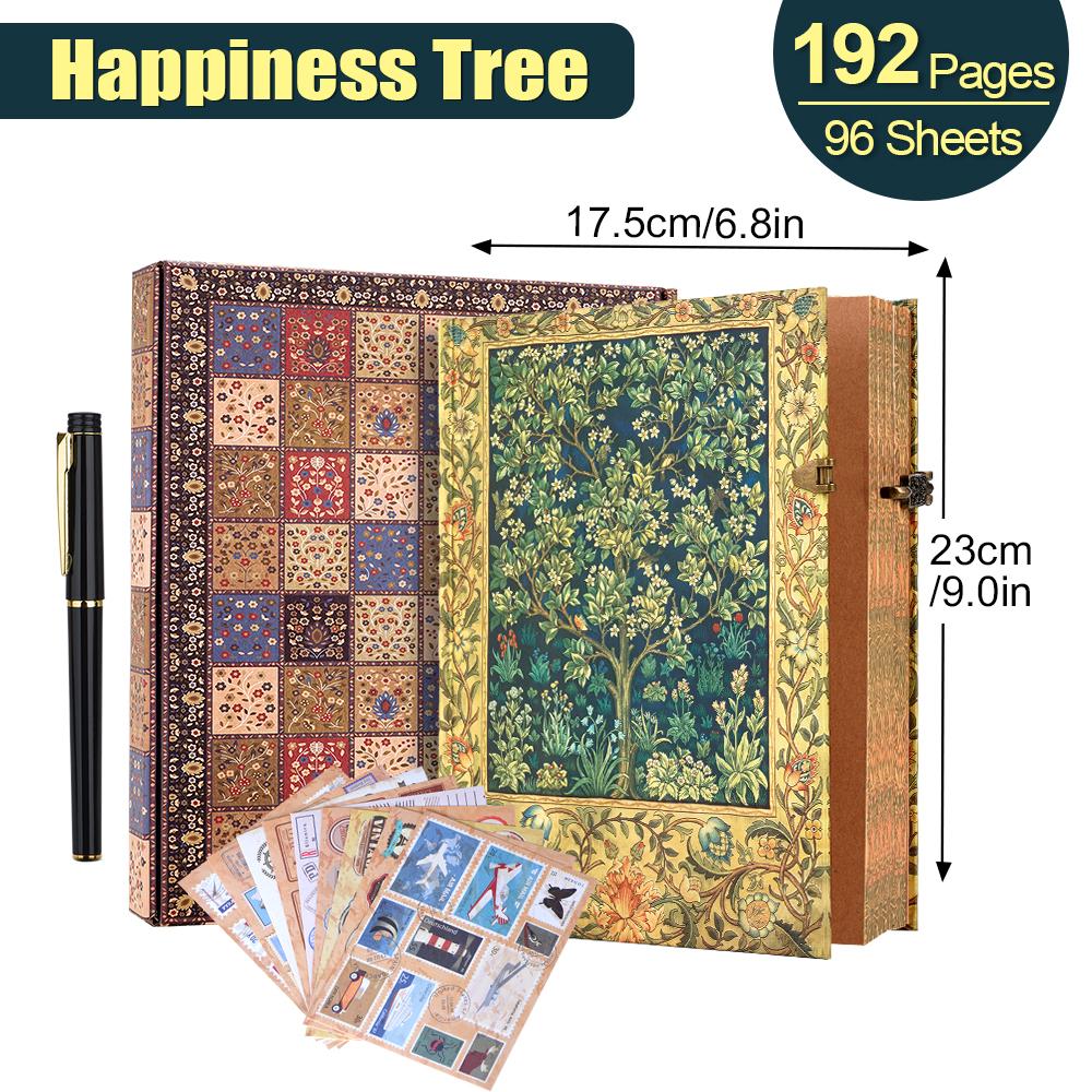 

Retro Notebook 8 Style Themes classical notepads creative with copper lock design travel diaries handbooks personalized gifts 23x17.5cm