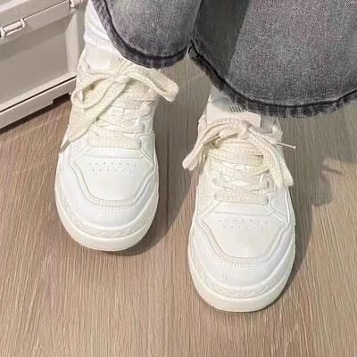 White Shoes Women's Shoes New Autumn Versatile Milk Huhoo Spring and Autumn All-Match Milk Casual Sports Skate Shoes