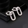 Geometric Oval Rectangle Hoop Earrings For Women Zircon Wedding Jewelry Elegant Dangle Earings