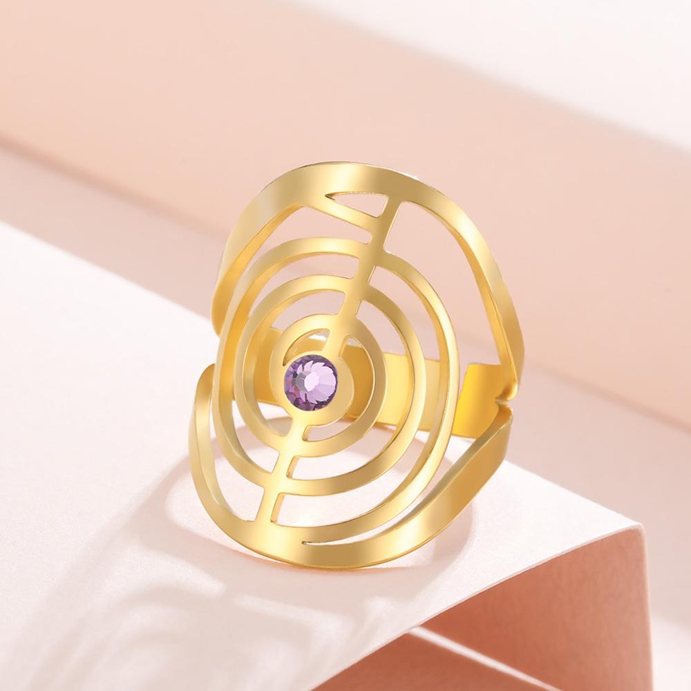 

Регулируемое кольцо Спираль Символ Рейки Исцеления Сакральная Геометрия Кольцо из нержавеющей стали Подарок на День рождения Юбилей