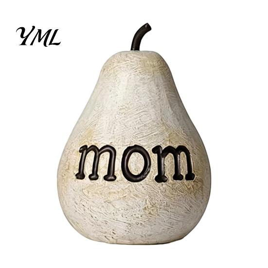 Mother Day Gifts Love/You/Mom Pear Sculpture, Decorative Resin Figurine, Vintage Style Love You Mom Figurine Birthday Ornament for Home Table