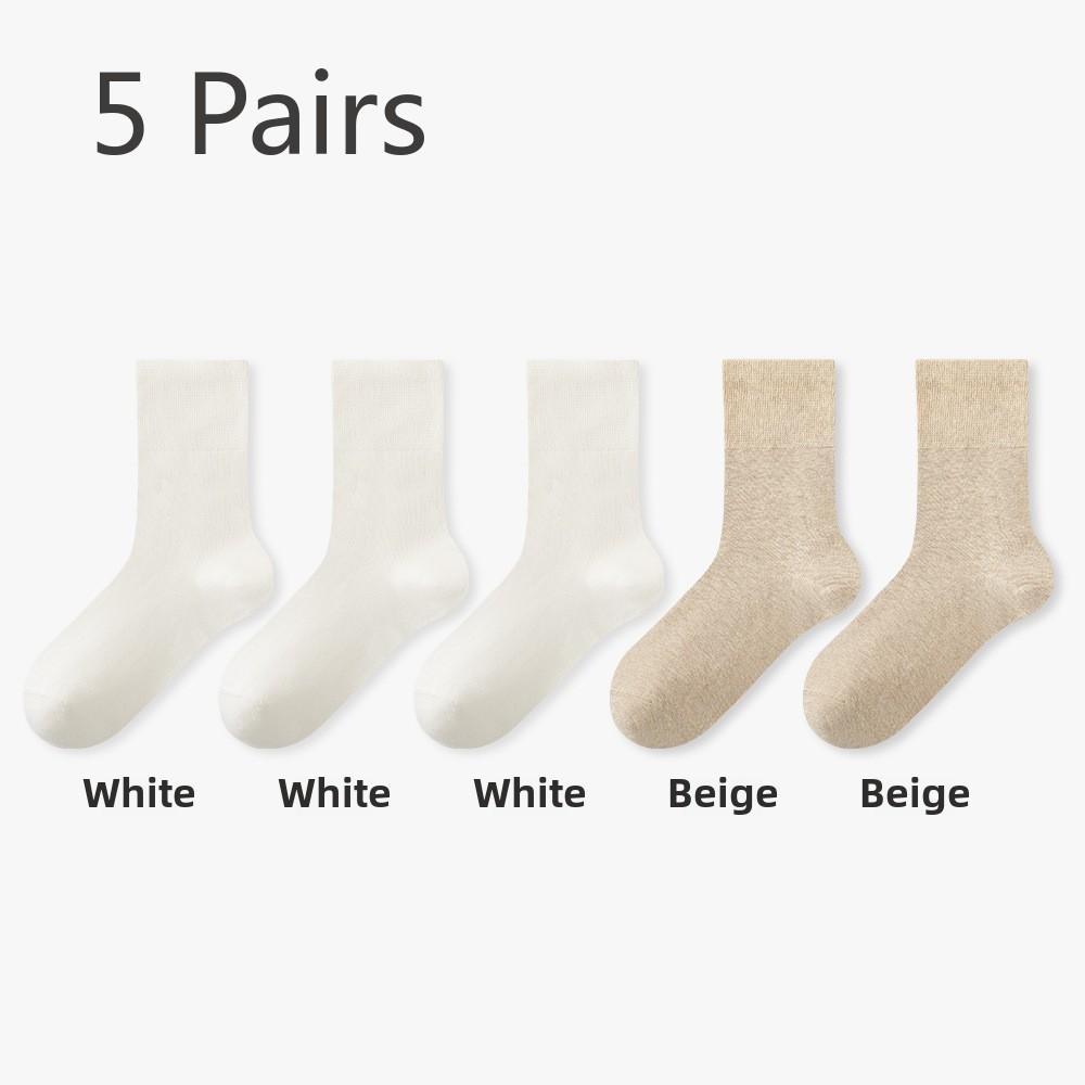 5 Pairs of Men's and Women's Spring and Autumn Anti-odour Sweat-absorbent Super-loose Mid-calf Socks