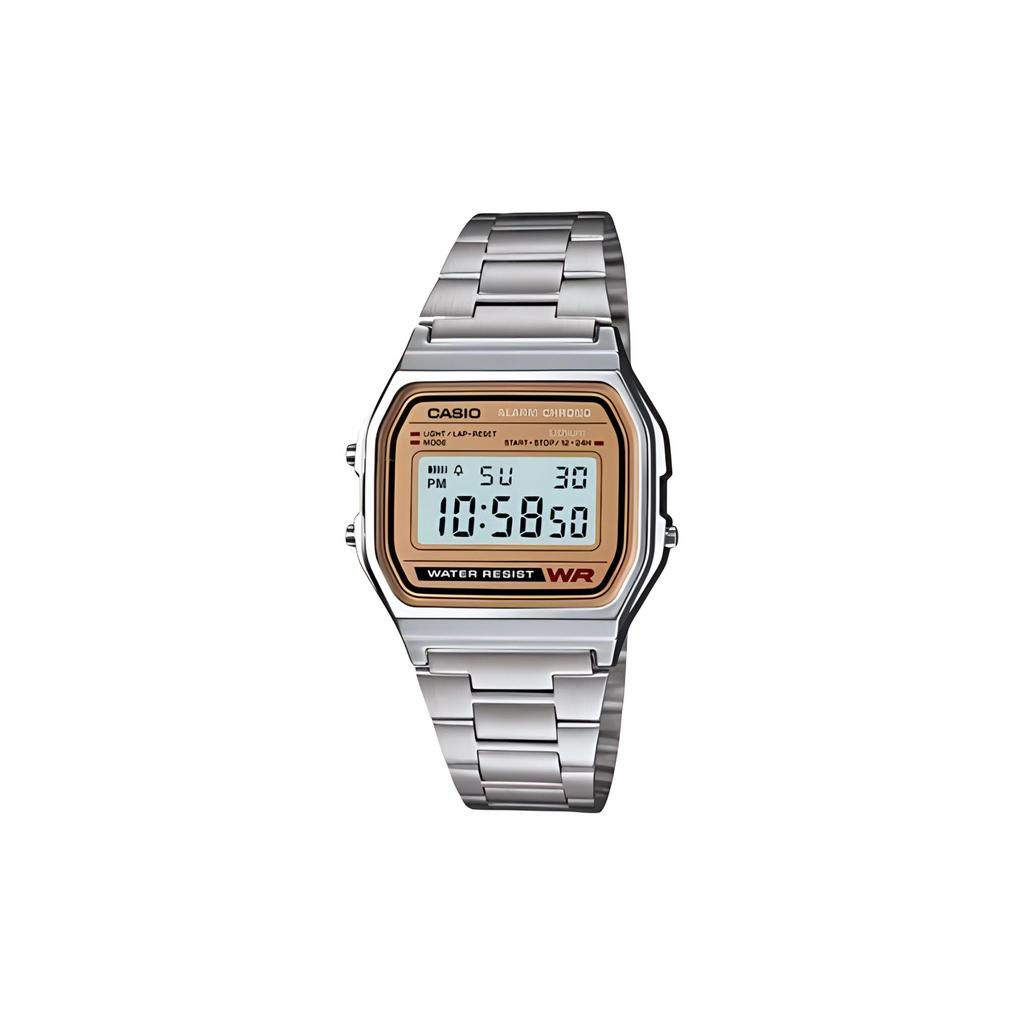 CASIO Custom Collection Electronic Movement Leather Strap Watch Men's Watches Yellow Watch Dial A158WEA-9 Watch5--