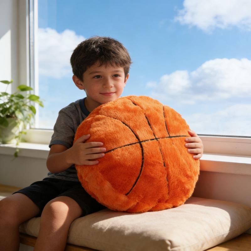 Creative Realistic Football Basketball Plush Pillow Stuffed Sports Toy Back Support Cushion Home Decor Cozy Gift Essential