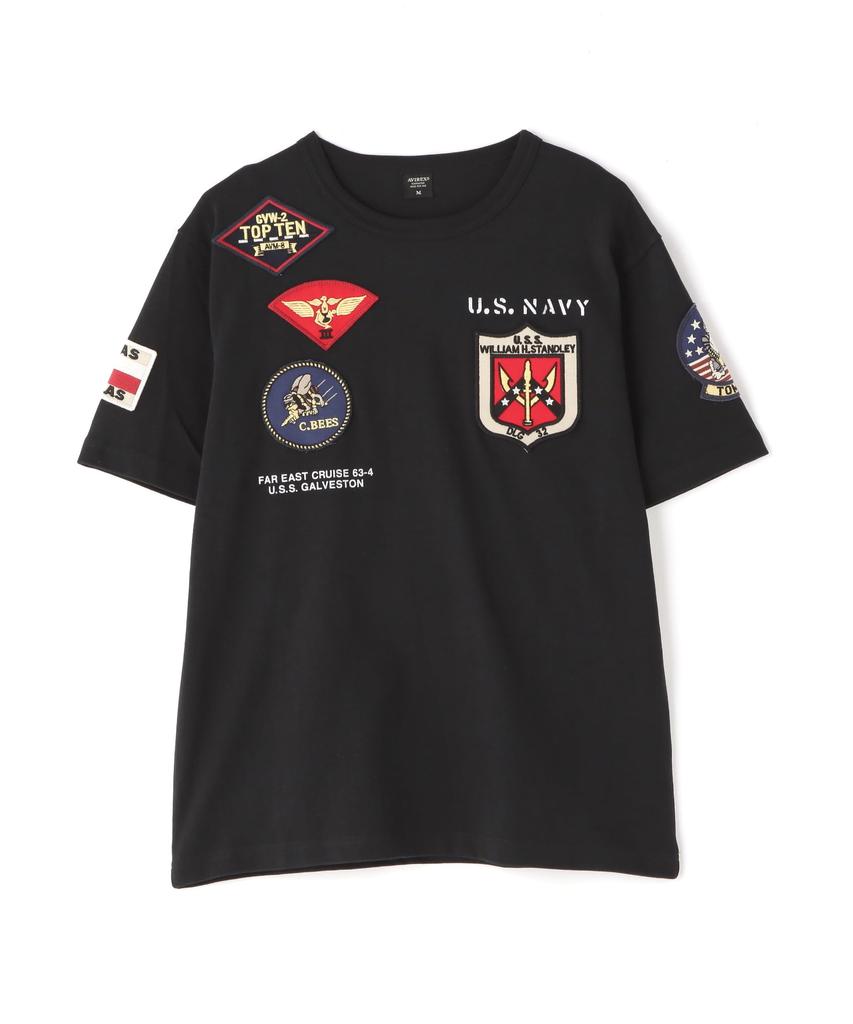 AVIREX TOP GUN WAPPEN CREW NECK Top Gun Patch XL T-SHIRT (WEB&DEPOT Exclusive) T-Shirt, 010, Black, 783-3934021