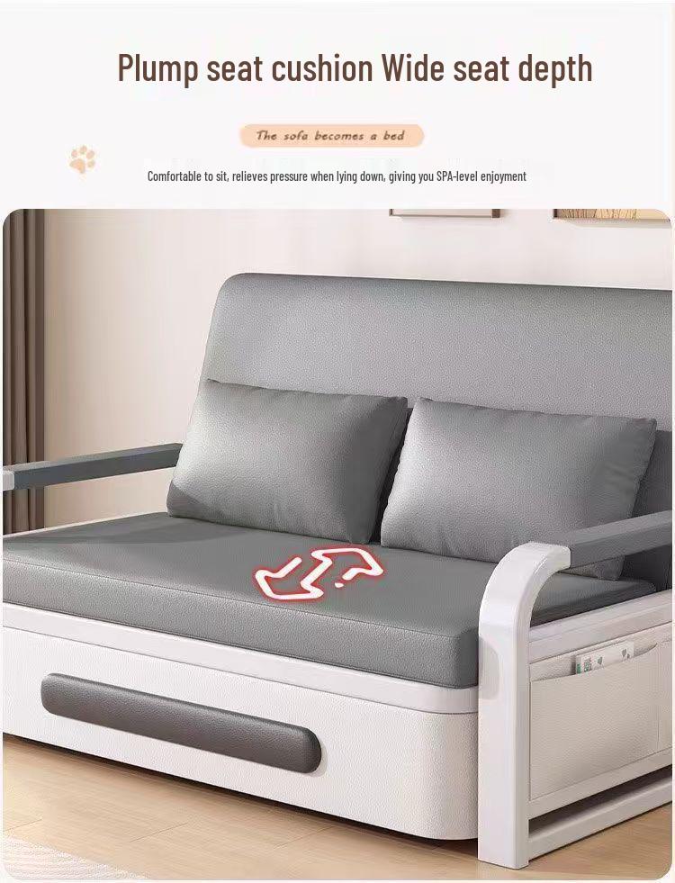 Compact Multifunctional Folding Sofa Bed with Storage and Scratch-Resistant Leather for Small Apartments