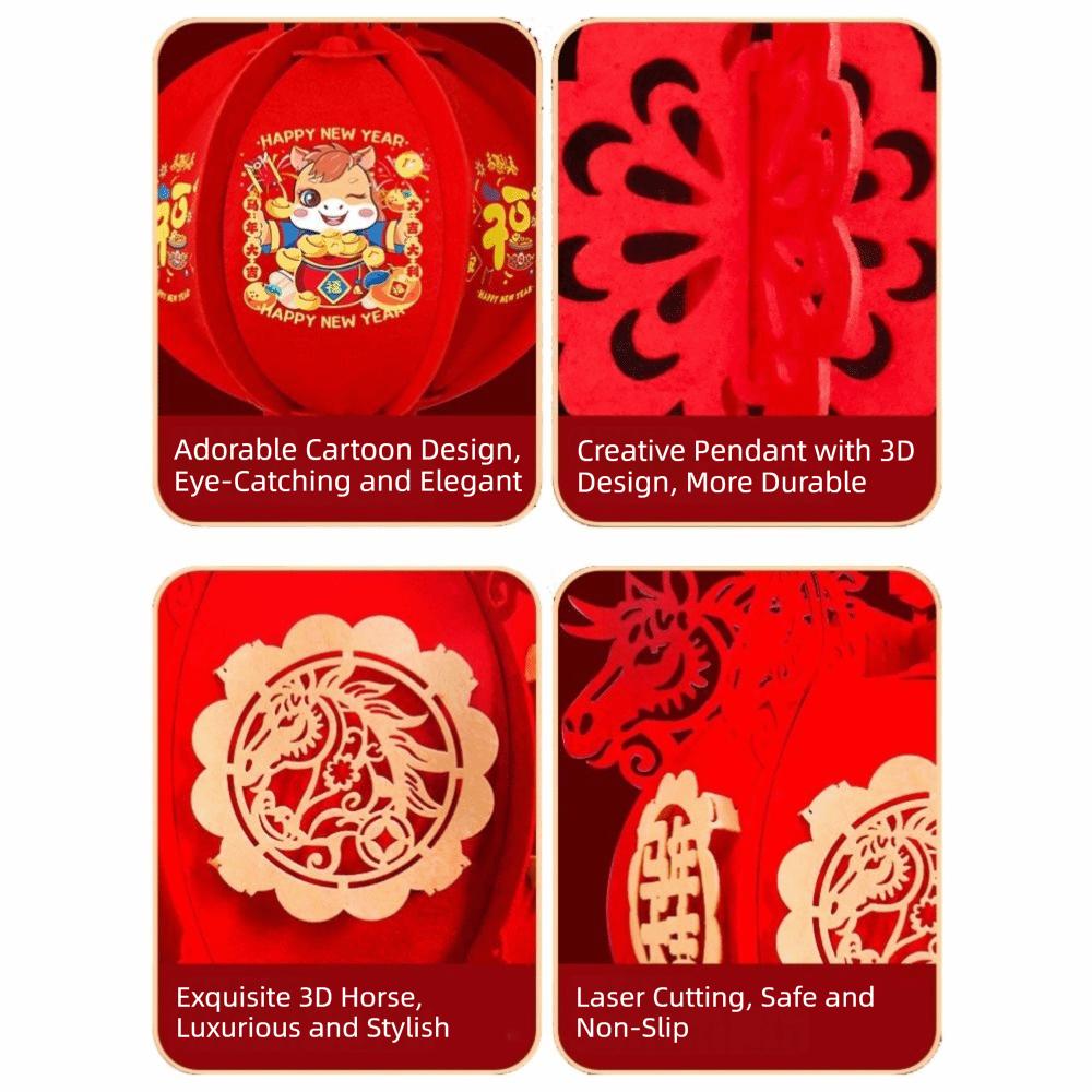 Flocking Cloth Chinese Lantern Red Color With Tassel New Year Decoration Waterproof 3D Puzzle Palace Lantern Spring Festival