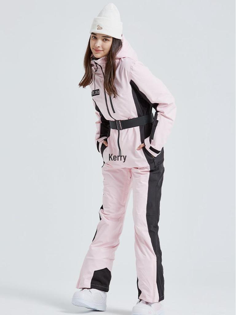 2025 Women's Slimming Waterproof One-Piece Ski Suit for Winter Outdoor Activities