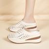 Ladies Clogs Platform Sandals Loafers Casual Hollow Leather Slippers Women Thick Sole Shake Shoe