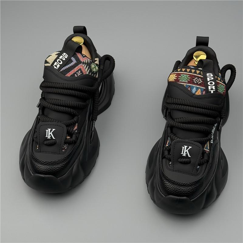 Fashion New 2025 Fashion Designer Men's Lace Up Mixed Patchwork Thick Soled Causal Shoes Flats Male Walking Sneakers Zapatos Hombre