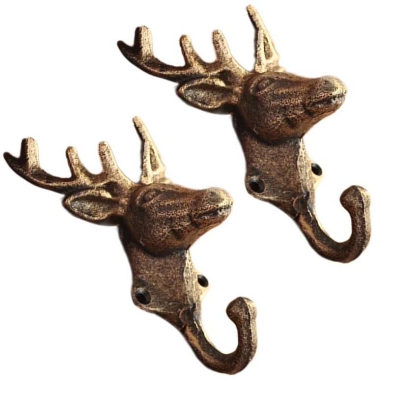 2 Pieces Deer Antler Sturdy Iron Wall Mounted Hook for Kitchen Supplies Bedroom Organizing Elegant Designs Daily Use