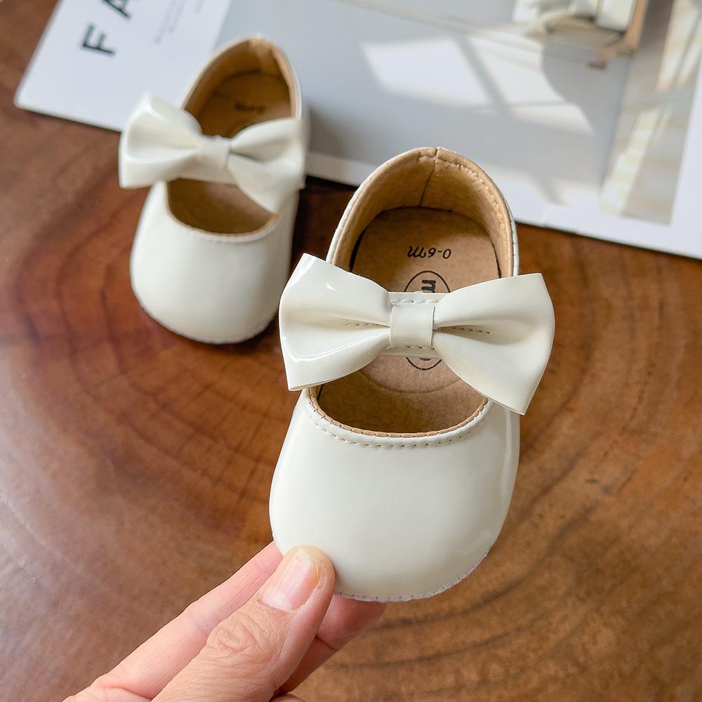 Newborn Baby Shoes Infant Girls Shoes PU Anti-slip Bowknot Classic Princess Dress Shoes Toddler First Walker Crib Shoe
