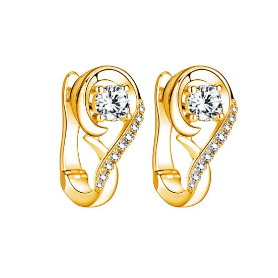 1 Paar Ohrstecker mit glänzenden Strasssteinen und eingelegtem Musiknoten-Design