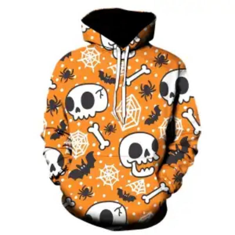 Halloweenská módní bunda mikina série duch dýně s potiskem s kapucí volné topy