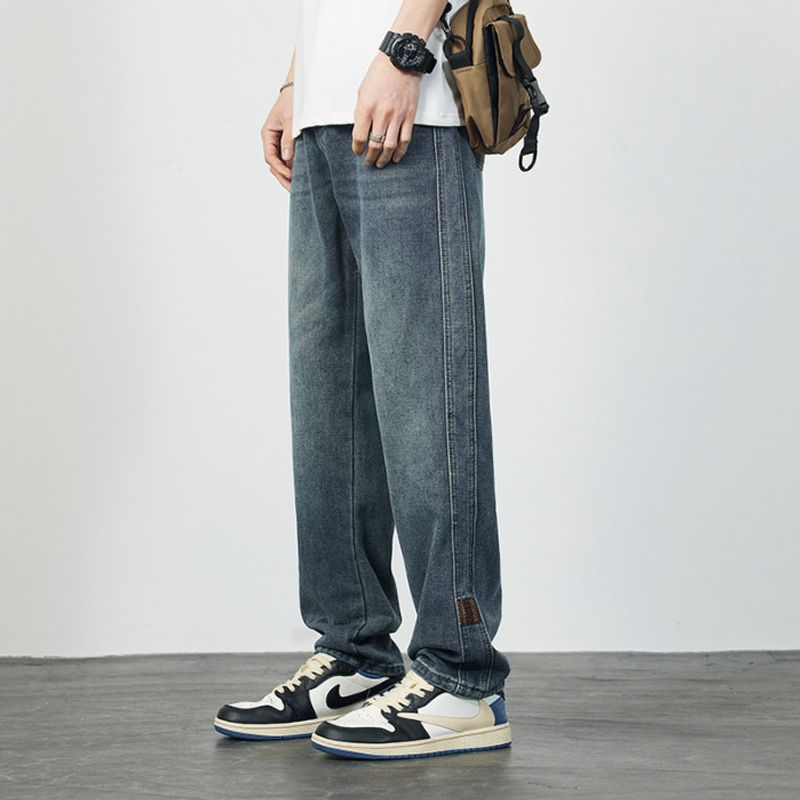 European and American Export Orders American-Style Retro Jeans for Men, Summer Loose Straight Non-Stretch Trendy High Street Wide-Leg Pants 029 Vintage Blue Waist 28
