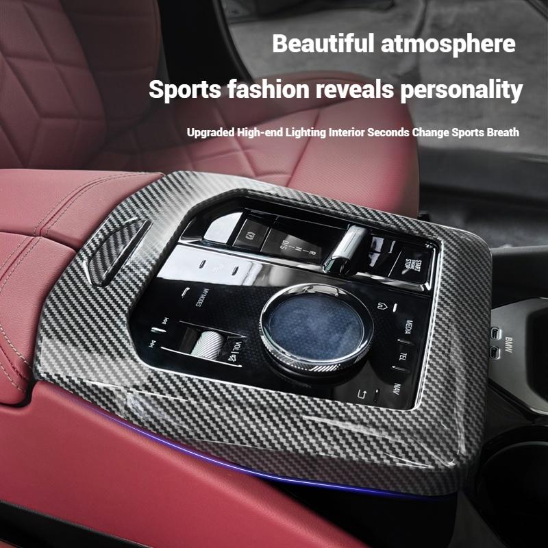Osłona konsoli środkowej z włókna węglowego ABS, panel zmiany biegów, do BMW serii 5 i5 G60 2025, naklejki do wnętrza samochodu 2025