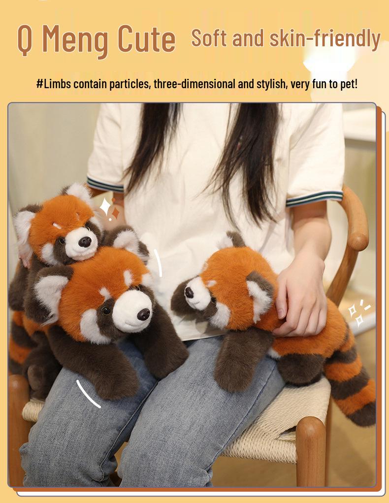 European Mink Velvet Panda Plush Toy - Cute Lying Panda Qizai Doll Figure