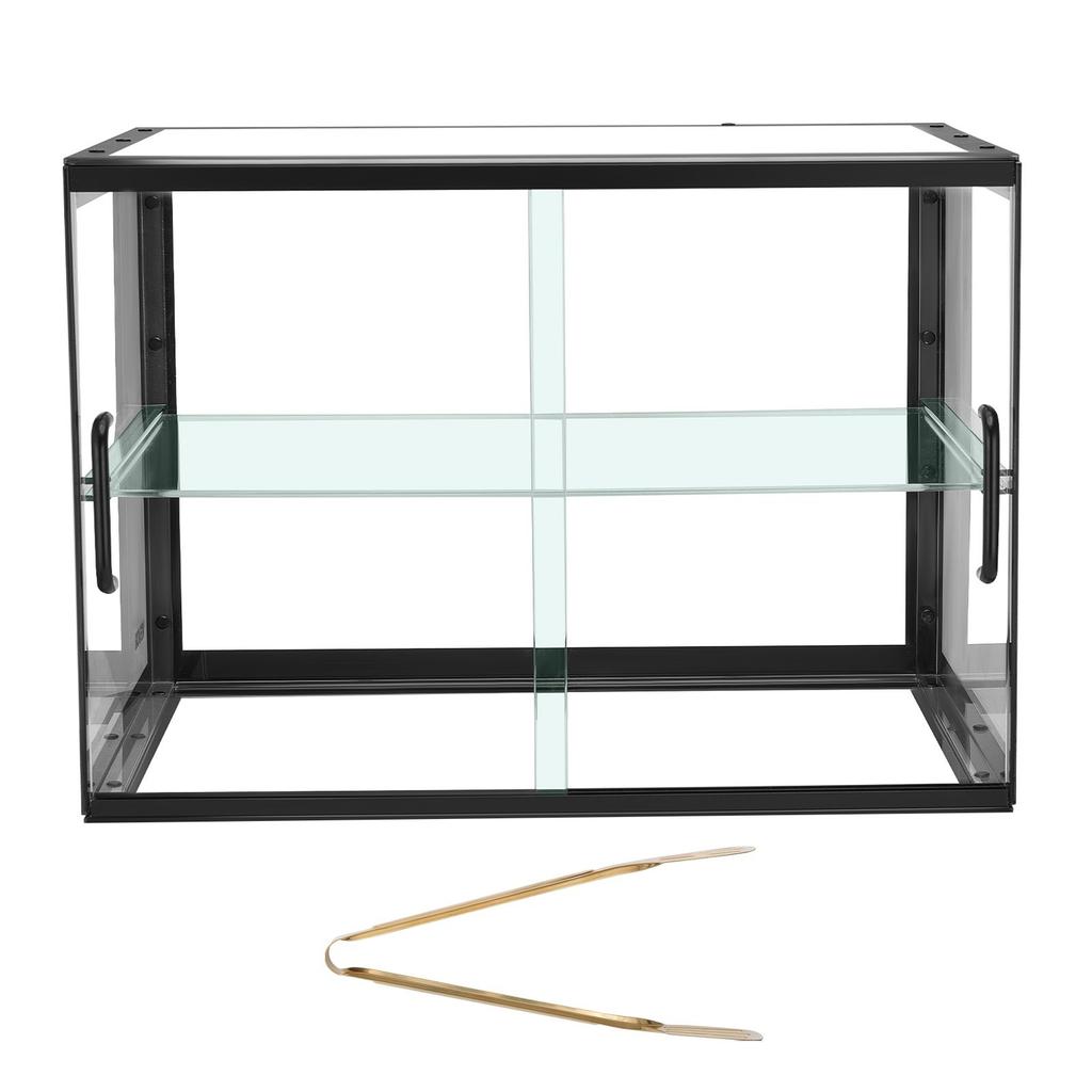 Bakery Display Case, 2-Tier Commercial Countertop Pastry Display Case, Clear Acrylic Bread Box for Kitchen, Party Cake Cabinet with Sliding Door for