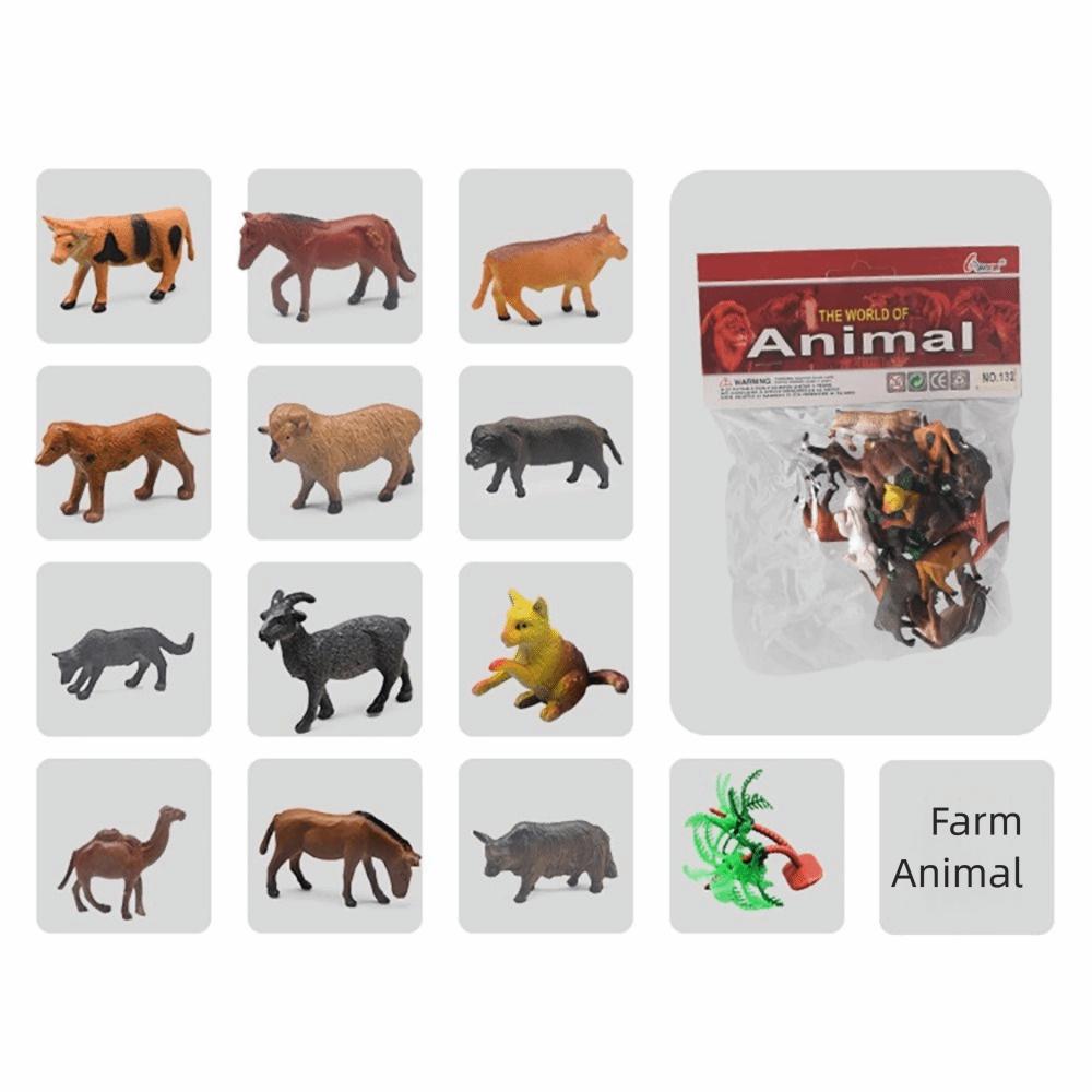 12PCS Farm Animal Mini Dinosaur Action Figure Multicolor Safari Animal Toys Early Learning