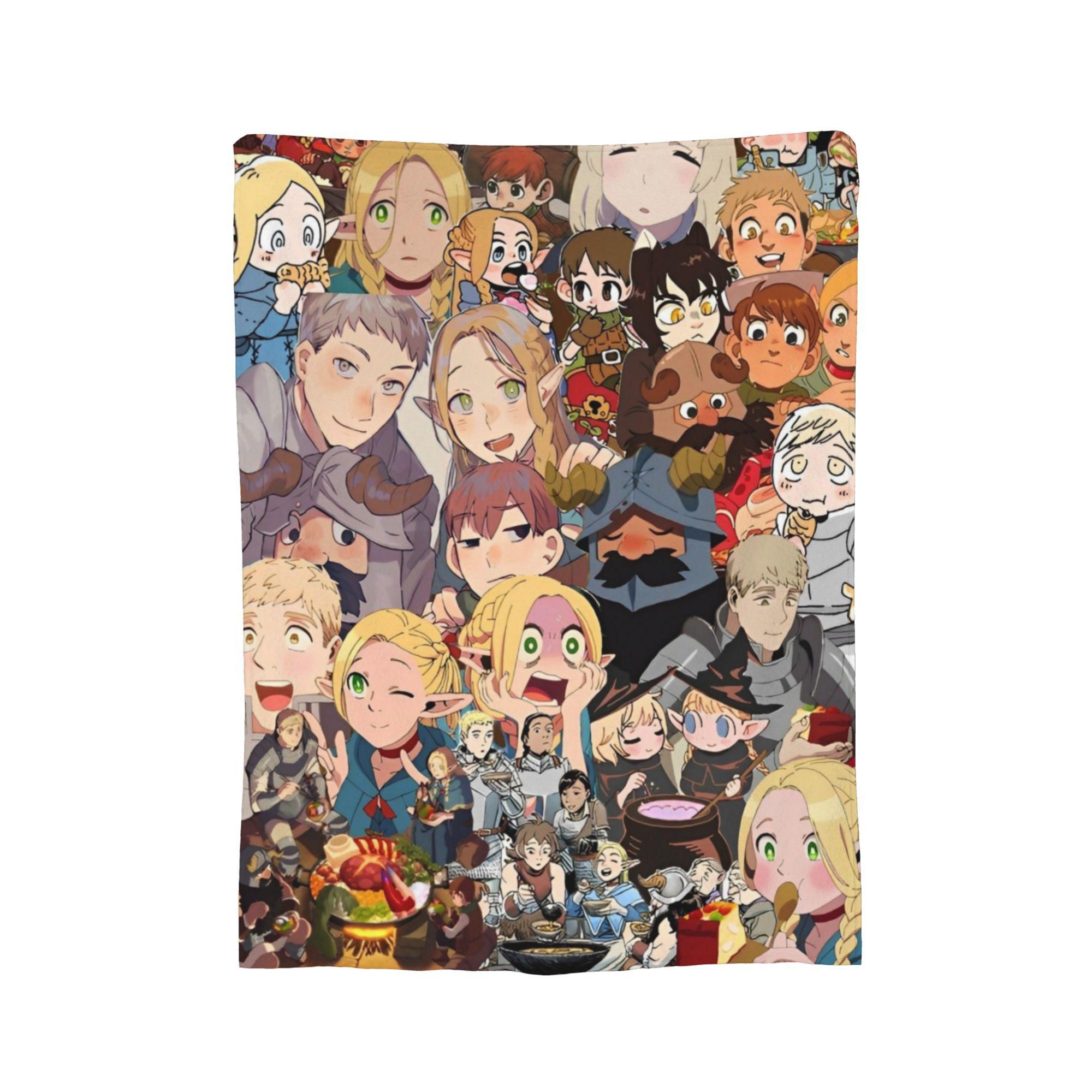 Dungeon Meshi Senshi Anime Knitted Blankets Fleece Delicious In Dungeon Super Soft Throw Blanket for Bed Bed Rug 30x40in