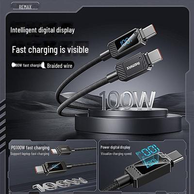 Remax 100W Typ-C USB-Schnellladekabel mit Digitalanzeige