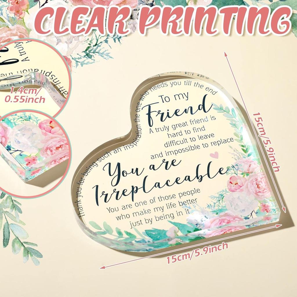 Spiareal Friends Gifts for Women Friendship Bestie Plaque Thanksgiving Best Flower Sister Birthday Thank You Gift for Female Acrylic