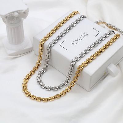 Hip Hop Exaggerated Metal Vintage Cuban Chain Braided Strap Thick Chain Neutral Wind Necklace Bracelet Set