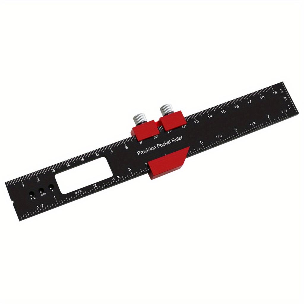 Woodworking Pocket Ruler Aluminum Alloy T-Type Scribing Square Layout Tool,  Accurate Slide Ruler Inch And Metric Measurements