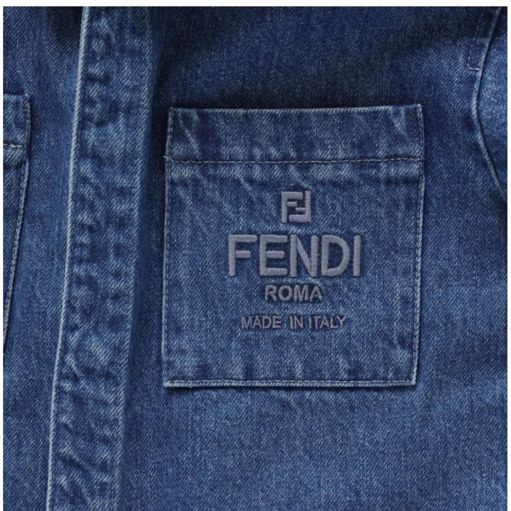 Fendi Jua172 Amhx F0qg0 Logo Denim Kids Jacket