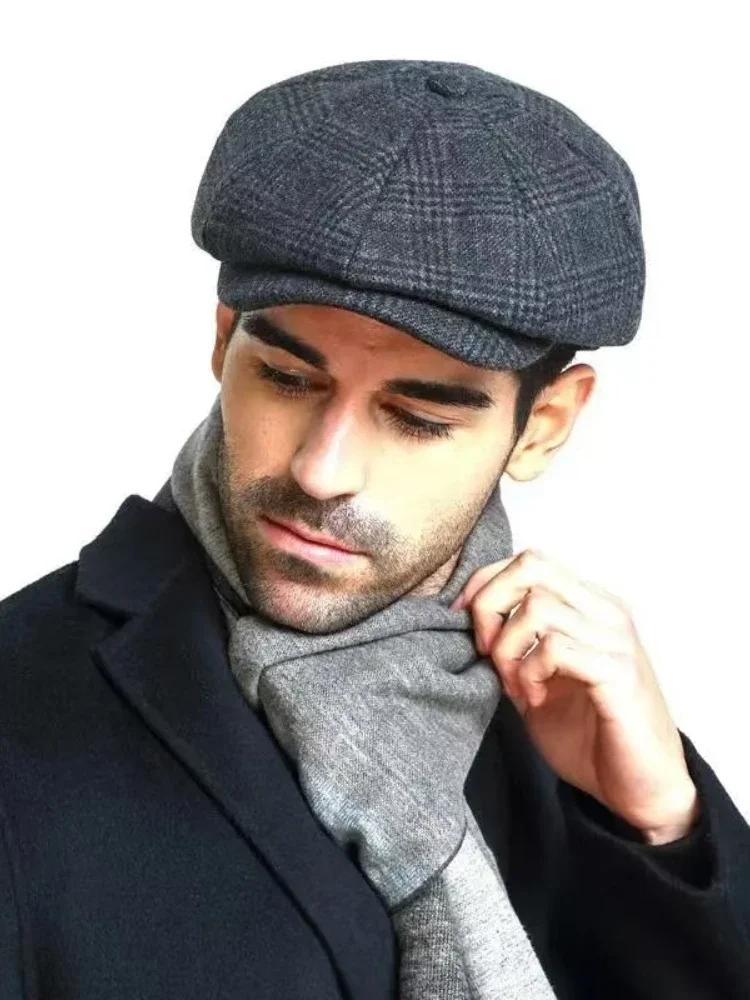 64cm Big Head Oversize Plus Size Men Classic Herringbone Newsboy Gatsby Hat Tweed Vintage Flat Ivy Cabbie Cap Gifts Sombreros