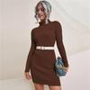 Women's Chunky Knit Long Sleeve High Neck Sweater Dress for Fall/Winter