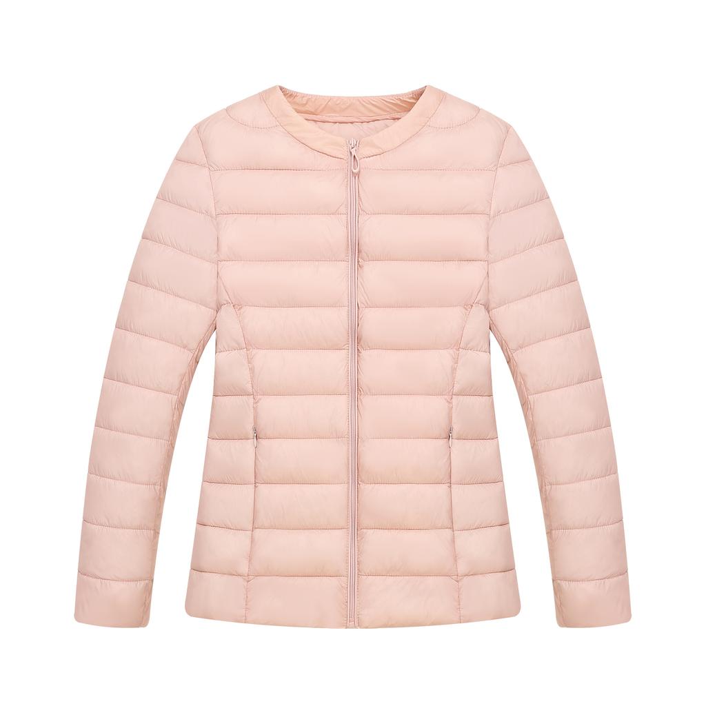 New Autumn and Winter Round Neck Light Women's Cotton-padded Jacket with Korean Version of Large Size Collarless Short Cotton-padded Jacket Coat.