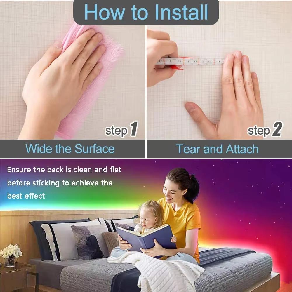 RGB LED Strip Lights Color Changing Flexible Ribbon USB 5050 APP Remote Control for Room Party TV Backlight Home Decoration