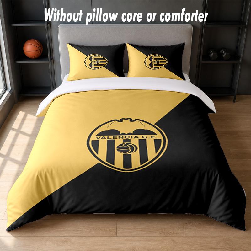 Valencia FC Design Bed Bedding Set 1 Duvet Cover + 2 Pillowcases Soft Breathable Household Bed Linens