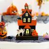 Light Up Haunted House Halloween Themed Table Topper Wooden Spooky Tabletop Light Battery Operated Ghost House Decoration